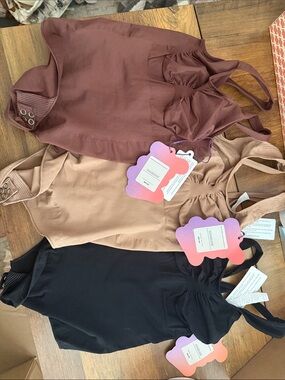 Yitty Women’s Ribbed Tank Top - Black, Taupe, Brown body suit shaper